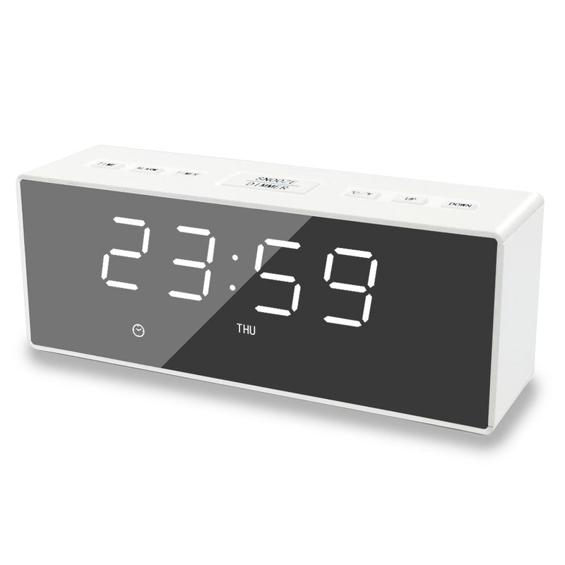 EK8609 Digital Alarm Clock Timer LED Mirror Snooze Table Clock Electronic Time Date Temperature Display Home Decorations