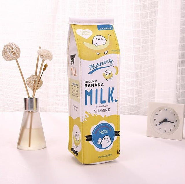 WAM PC-03 Milk Bottle Pencil Case PU Pen Storage Bag Pouch Office School Stationery Supplies