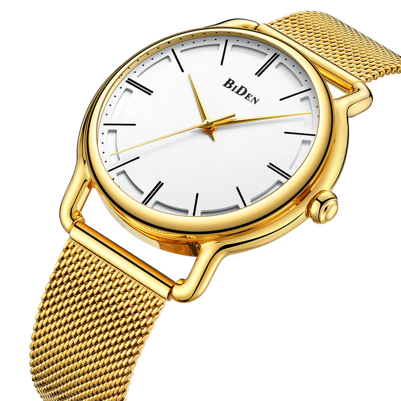 BIDEN 0114 Waterproof Business Style Men Wrist Watch Stainless Steel Band Quartz Watch