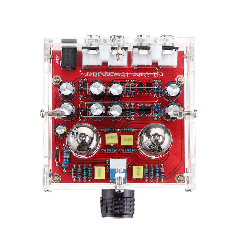 XH-A201 HiFi 6J1 Tube Preamplifier Board Class A Amplifier Audio Finished Board Pre-amp with Crystal Shell