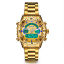 STRYVE S8020 LCD 5ATM Waterproof Week Display Full Steel Fashion Men Dual Display Digital Watch