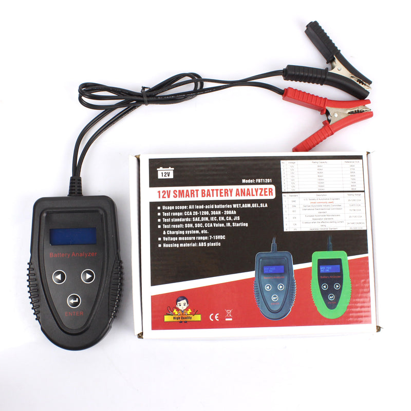 FOXSUR 12V 7V-15V LCD Battery Tester Analyzer Digital Motorcyclce Car Gel AGM WET CA SLA CCA IR SOH Batteries Professional Diagnostic Tool
