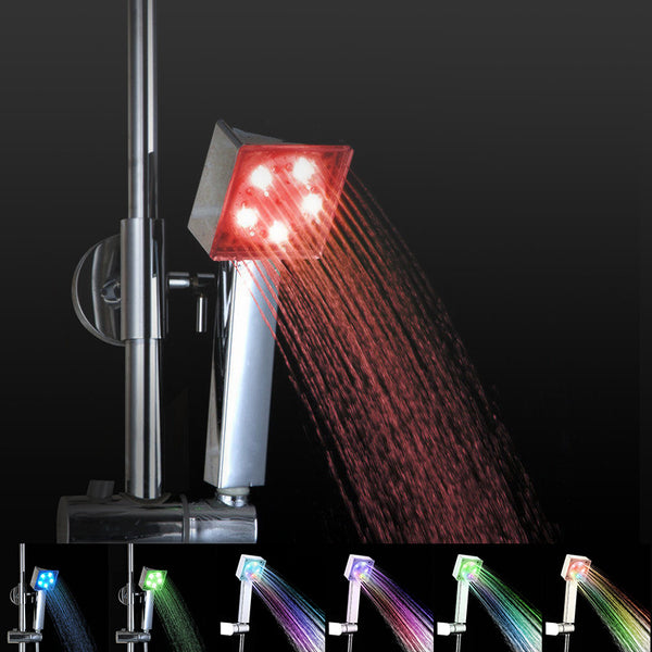 Minleaf ML-SH1 Square 7-color Shower Head Bathroom Colorful Self-Discoloration 5 Led Nozzles Shower Head