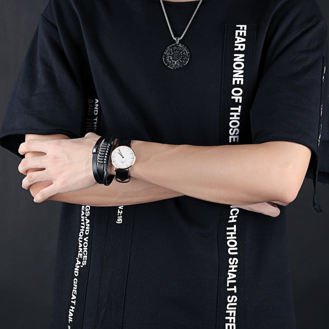 Punk Personality Bracelet Men's Retro Leather Bracelet