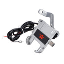 Grey Motorcycle Phone Holder 2A USB Charging Handlebar Rearview Mirrors Mount Bracket