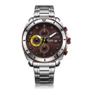 MEGIR 2075 Business Style Chronograph Luminous Date Display Bracelet Clasp Steel Men Quartz Watch