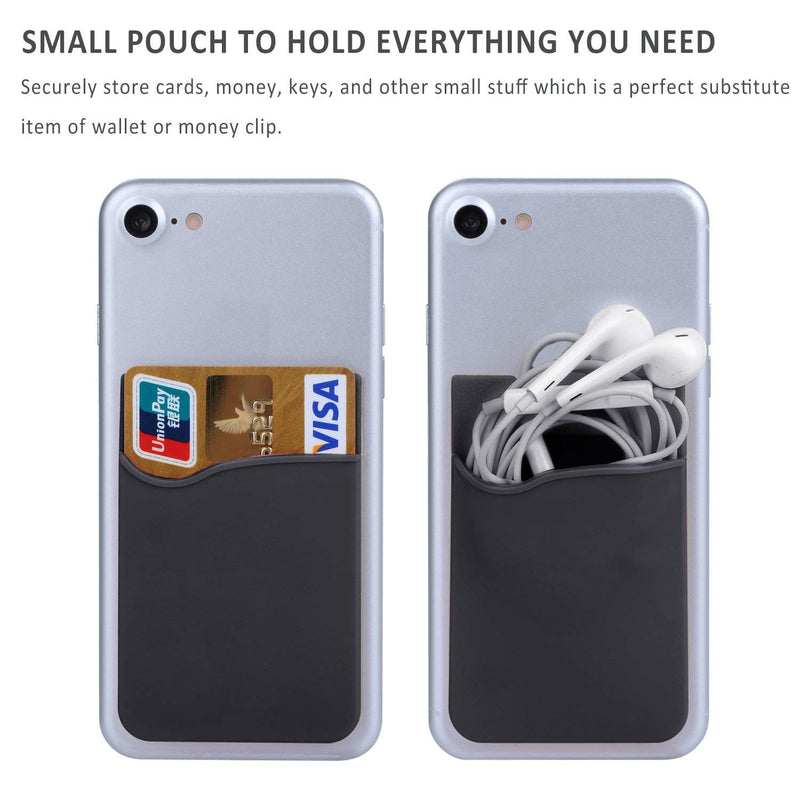 Adhesive Phone Wallet, [3 Pack] Ultra Thin Stick-on Silicone Credit Card Ho K8Y1