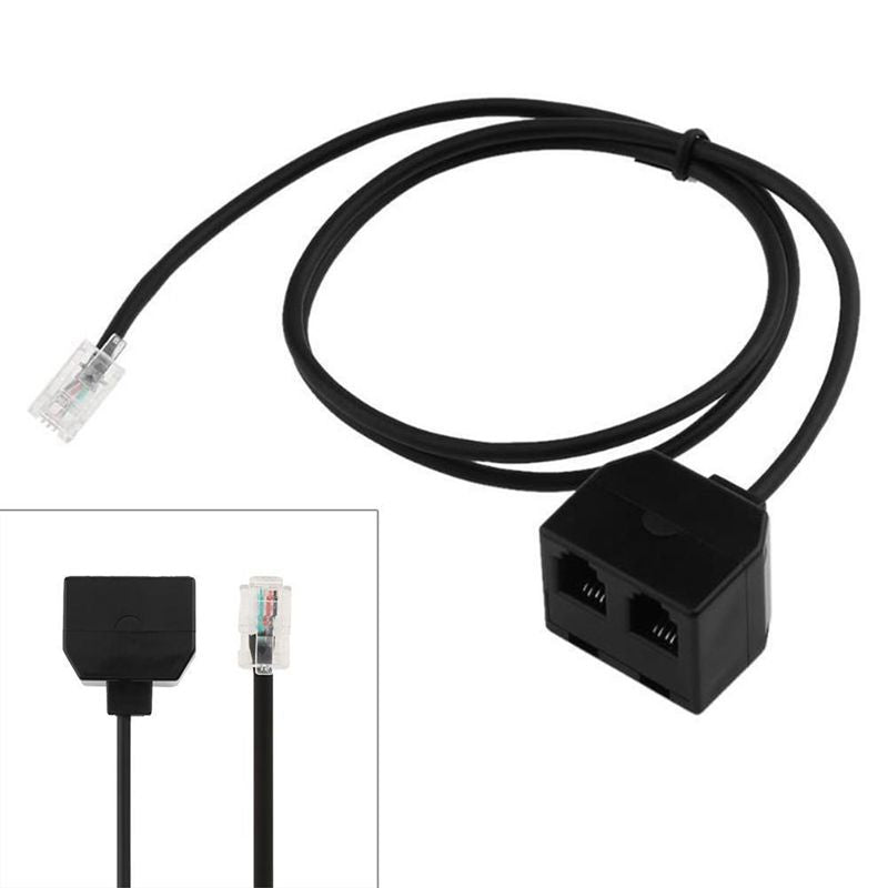 RJ9 4P4C Male To Dual Female Ports Connector Telephone Adapter Cable Wire T