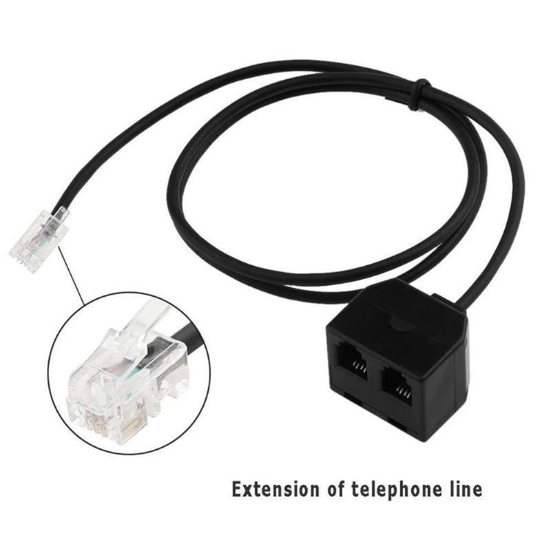 RJ9 4P4C Male To Dual Female Ports Connector Telephone Adapter Cable Wire T