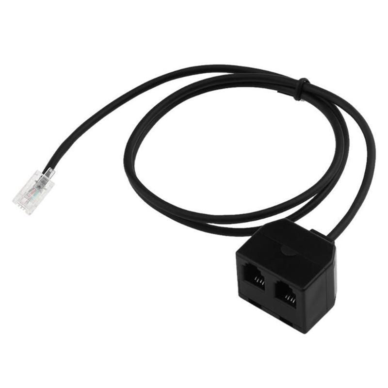 RJ9 4P4C Male To Dual Female Ports Connector Telephone Adapter Cable Wire T