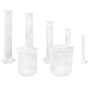 5 Pcs Clear Plastic Graduated Cylinder, 10, 25, 50, 100, 250ml, with 2 Plas