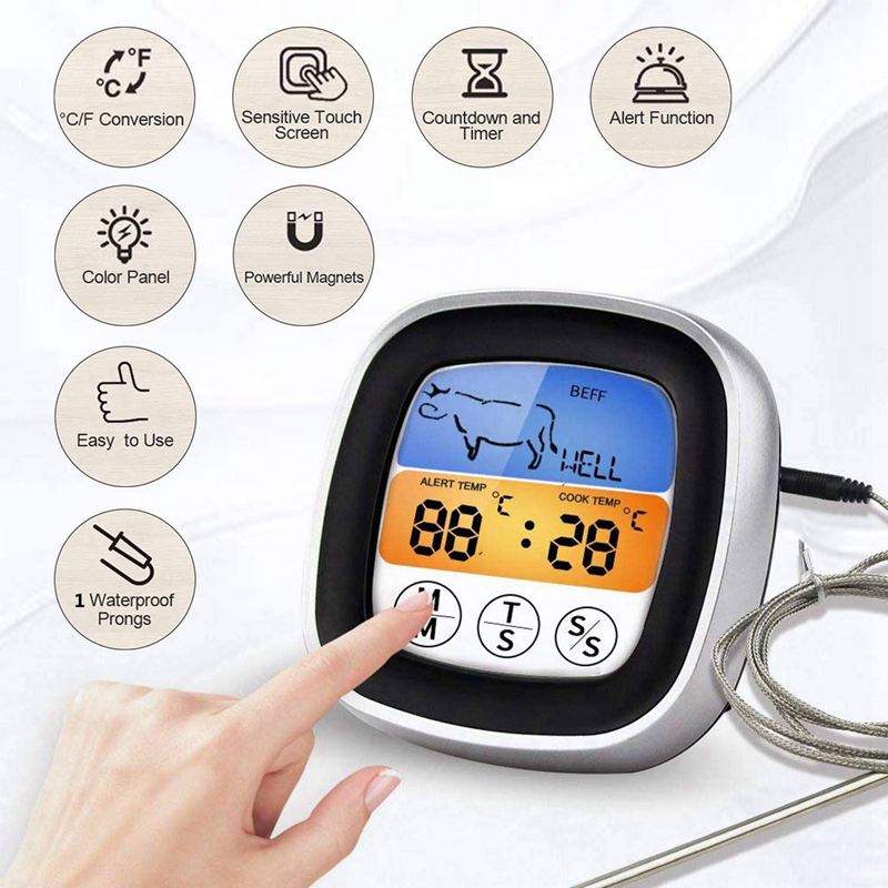 Instant Read Digital Meat Thermometer,Touchscreen Cooking Kitchen Thermomet R8N1