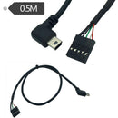 (2-Pack) 50CM 90 Degree Left Angle Mini USB Male to 5 Pin Motherboard Femal