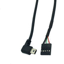 (2-Pack) 50CM 90 Degree Left Angle Mini USB Male to 5 Pin Motherboard Femal