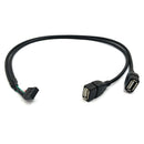 30CM 10 Pin Motherboard Female Header to 2 Port Dual USB 2.0 Male Adapter D