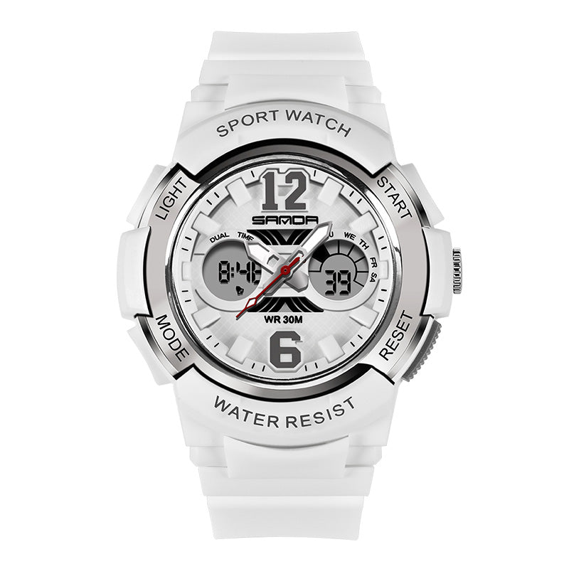 SANDA 757 Calendar Luminous Display Fashion Design Children Watch Dual Display Digital Watch for Kids