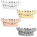2Pcs Gold Silver Plated Custom Teeth Grill 8 Tooth Hip Hop Top & Bottom Teeth Grill Removable Mouth Grillz set