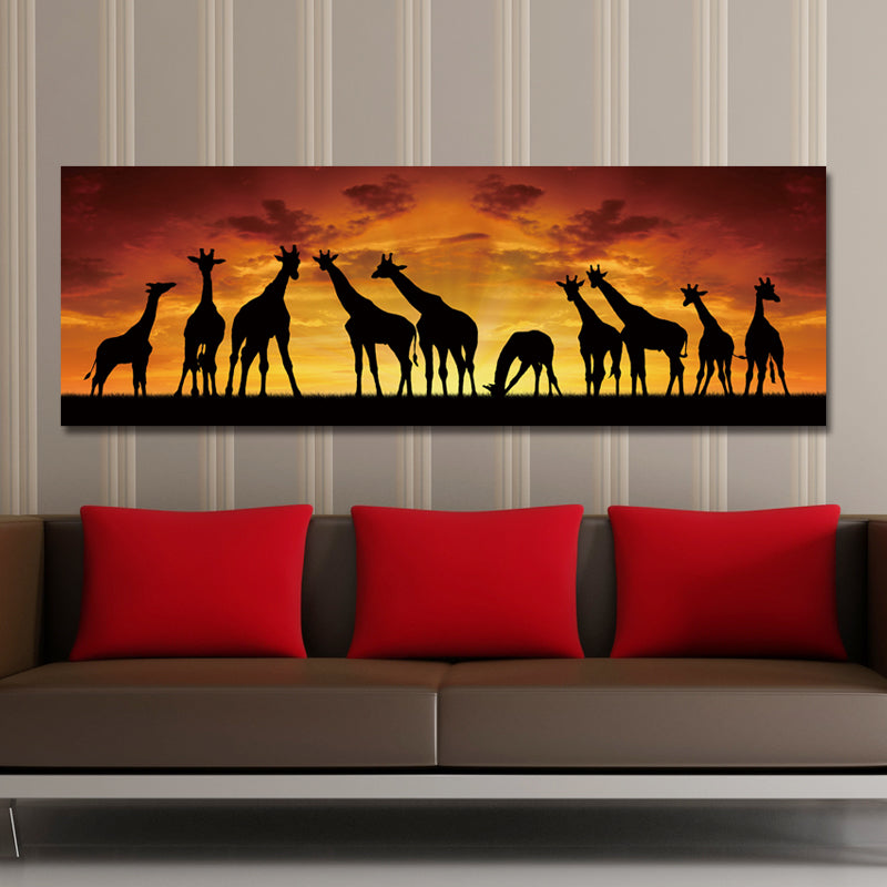 DYC 10672 Single Spray Oil Paintings Giraffe Sunrise Landscape For Home Decoration Paintings Wall Art