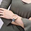 REBIRTH RE055 Rose Gold Case Women Wrist Watch Casual Style Gift Leather Strap Quartz Watches