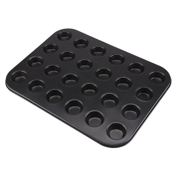 Mini Muffin Pan 24 Cup Nonstick Carbon Steel Cupcake Pan Baking Tray Black M4H9