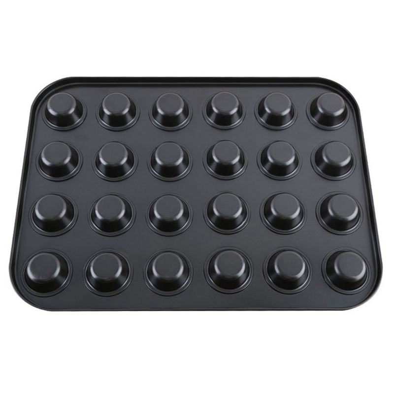 Mini Muffin Pan 24 Cup Nonstick Carbon Steel Cupcake Pan Baking Tray Black M4H9