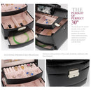 Automatic Leather Jewelry Box Three-layer Storage Box For Women Earring Rin