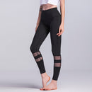Women Quick-drying Net Yarn Yoga Pants Black High Waist Elastic Running Fitness Slim Sport Gym