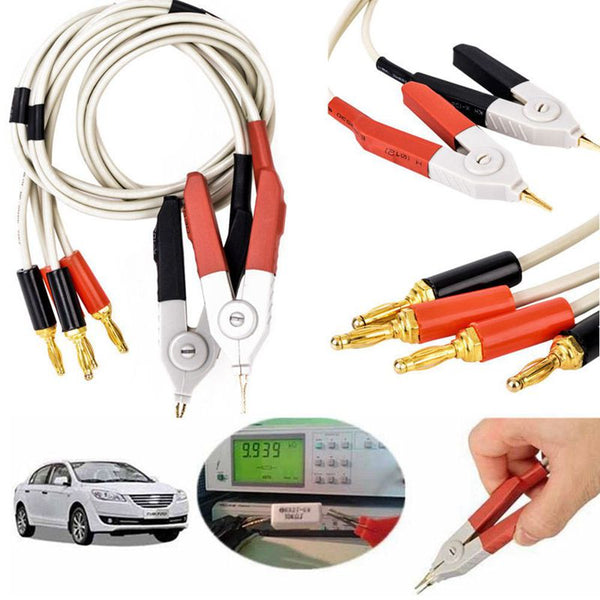 1 pair insulated banana plug clips cable Low Resistance LCR Clip Probe LeadsV3L6