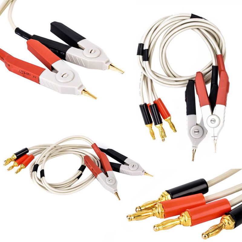1 pair insulated banana plug clips cable Low Resistance LCR Clip Probe LeadsV3L6
