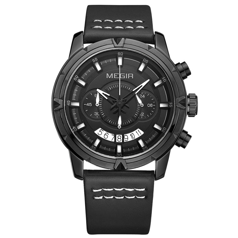 MEGIR 2047 Male Multifunction Chronograph Luminous Fashion Casual Men Quartz Watch