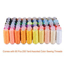 60 Assorted Color Polyester Sewing Thread Spools 250 Yards Each