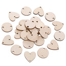 200 Pieces in Total, Wooden Circles Wooden Heart Tags with Holes and 12 mm