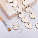 200 Pieces in Total, Wooden Circles Wooden Heart Tags with Holes and 12 mm