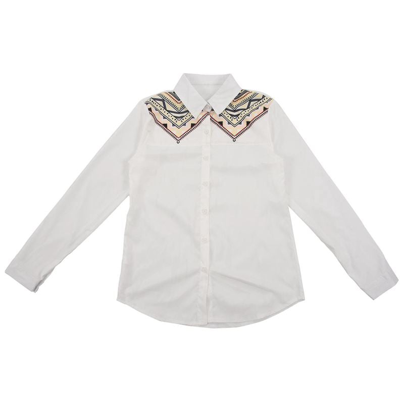 Women's Plus SIze Print Long Sleeve Lapel Deep V Neck Shirts Ladies Cardiga Q1D6