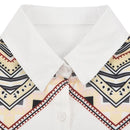 Women's Plus SIze Print Long Sleeve Lapel Deep V Neck Shirts Ladies Cardiga Q1D6