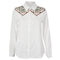 Women's Plus SIze Print Long Sleeve Lapel Deep V Neck Shirts Ladies Cardiga Q1D6