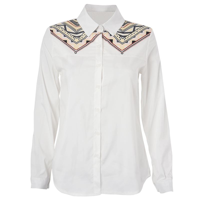 Women's Plus SIze Print Long Sleeve Lapel Deep V Neck Shirts Ladies Cardiga Q1D6