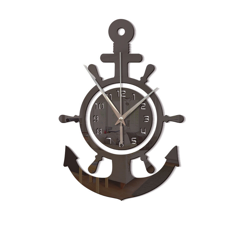 3D Anchor Helmsman Sailor Pirate Ship Mediterranean Style Wall Personality Clock