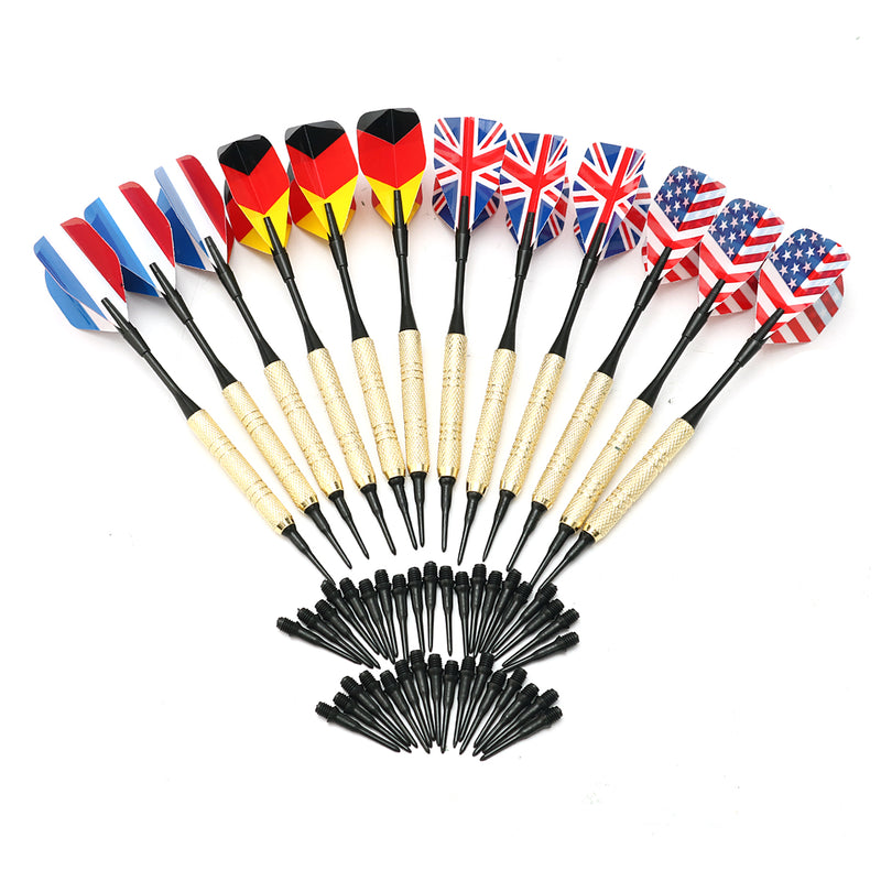 12Pcs 4 Kinds National Flag Tail Darts With 36 Extra Soft Tips Professional
