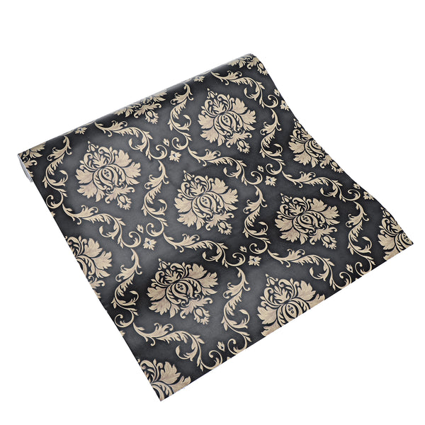 Vintage Texture Wall Paper Gold 3D Damask Pattern Print Wall Roll PVC Decorations