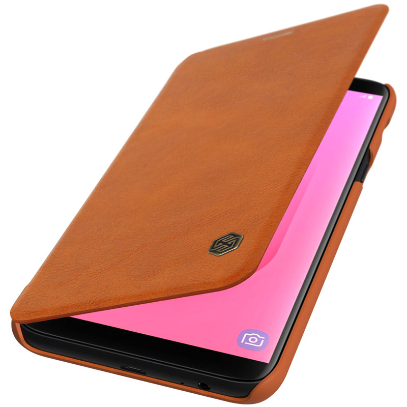 Nillkin Protective Case For Samsung Galaxy J8 2018 Auto Sleep Card Slot Flip PU Leather Cover