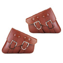 Pair Motorcycle Saddle Side Leather Bags Tool Pouch Universal For Harley