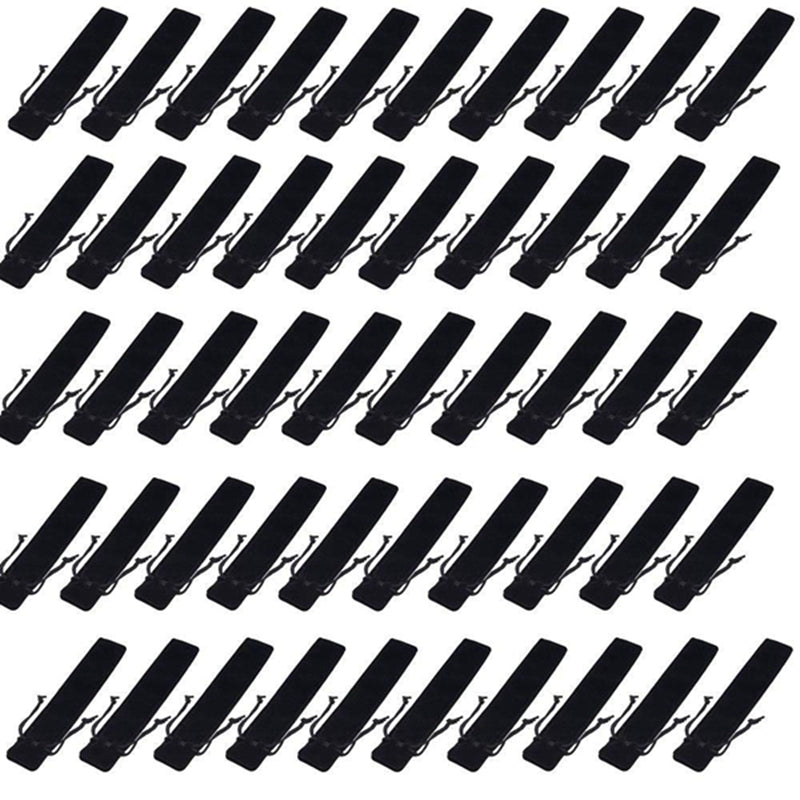 50 Pcs Black Velvet Pen Pouch Sleeve Holder Single Pen Bag Case Pencil Bag Q5S1