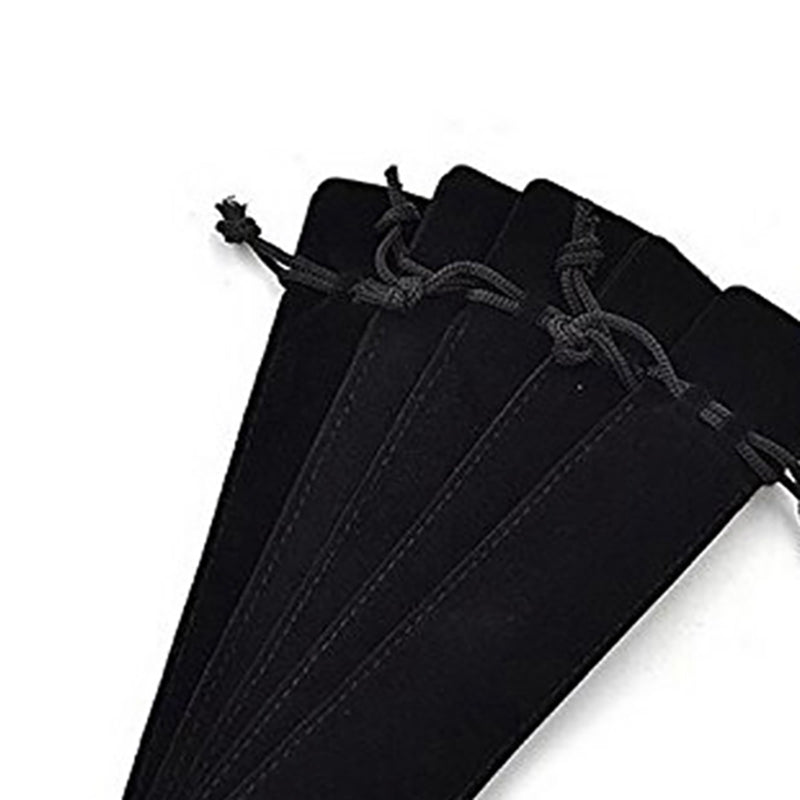 50 Pcs Black Velvet Pen Pouch Sleeve Holder Single Pen Bag Case Pencil Bag Q5S1