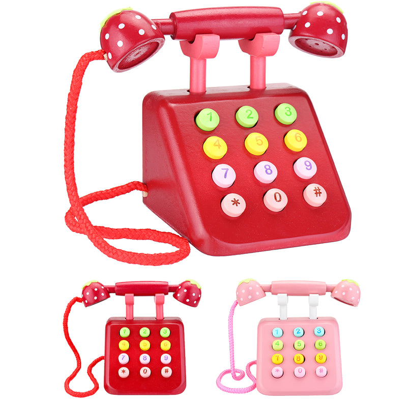 Simulation Wooden Phone Toys Educational Children Dollhouse Gifts Pretend Play Toys
