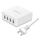 ORICO USB Charger 4 Port EU Plug Universal Smart Phone USB Charger 5V 6.0A 30W Output for iPhone 11 Pro X XR XS Max 8 Plus for Samsung S9/S9+ S8 Note 9 - White