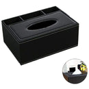 Leather Tissue Box Remote Control Holder Multifunctional Desktop Organizer
