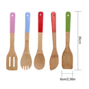 5Pcs Exquisite Natural Bamboo Cutlery Set Bamboo Wood Spoon Shovel Color Pa O1W3