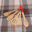 5Pcs Exquisite Natural Bamboo Cutlery Set Bamboo Wood Spoon Shovel Color Pa O1W3