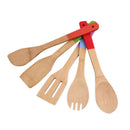 5Pcs Exquisite Natural Bamboo Cutlery Set Bamboo Wood Spoon Shovel Color Pa O1W3
